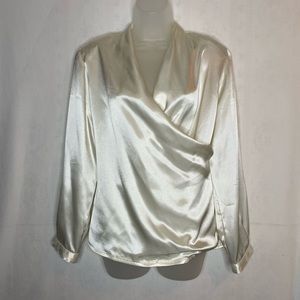 Vintage Lord & Taylor Gianni Silk white blouse shirt size 8